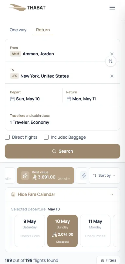 Thabat — flight search on Android